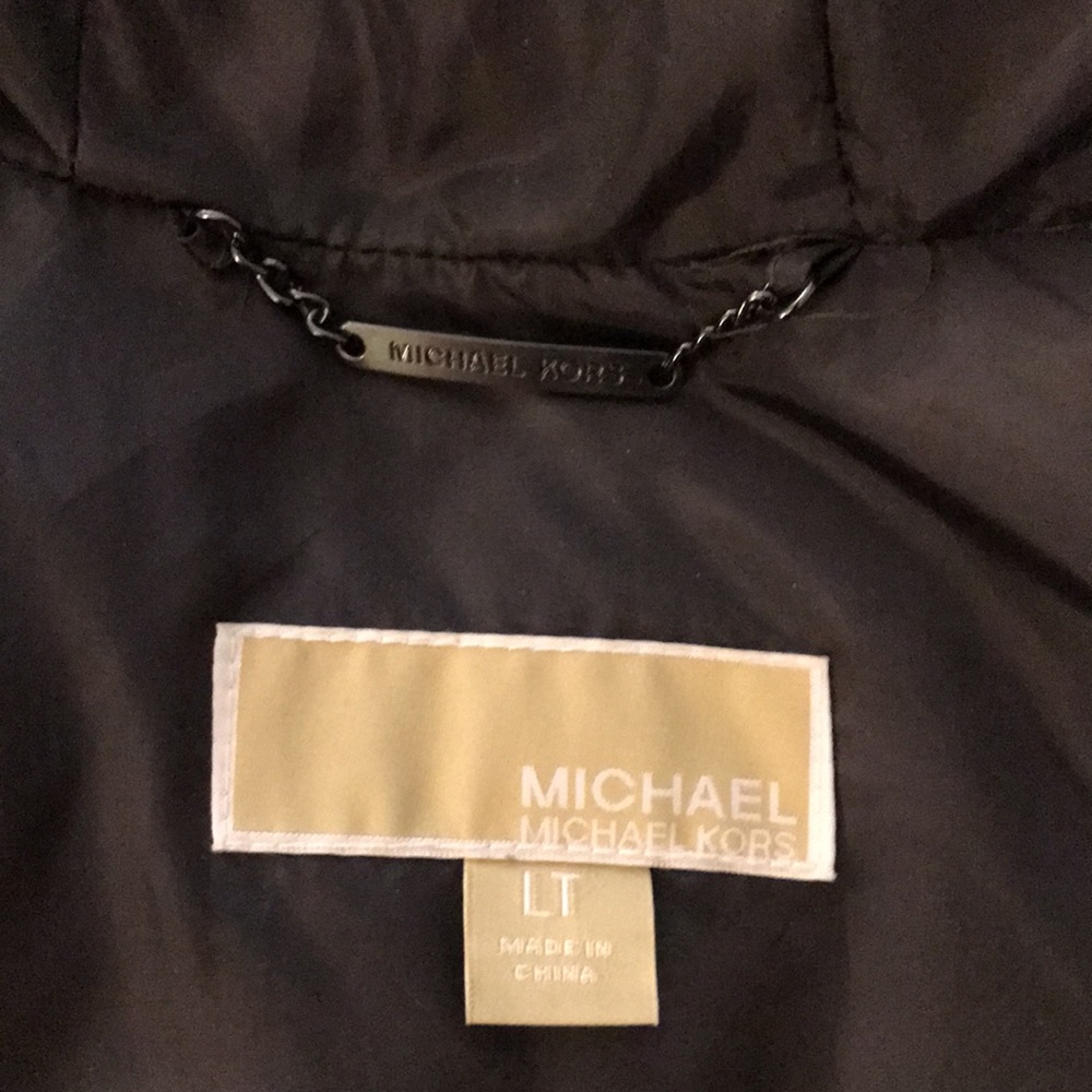 New Michael Kors Green Coat with Faux Fur Trim Hood Size Large Tall L T - Picture 3 of 16